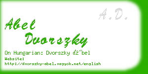 abel dvorszky business card